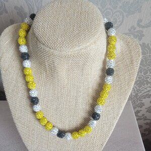 New Yellow, Black & White Baseball Necklace